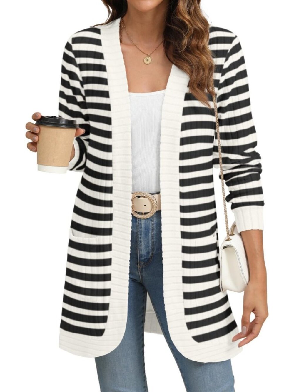 Cardigan Sweaters for Women Long Sleeve Open Front with Pockets